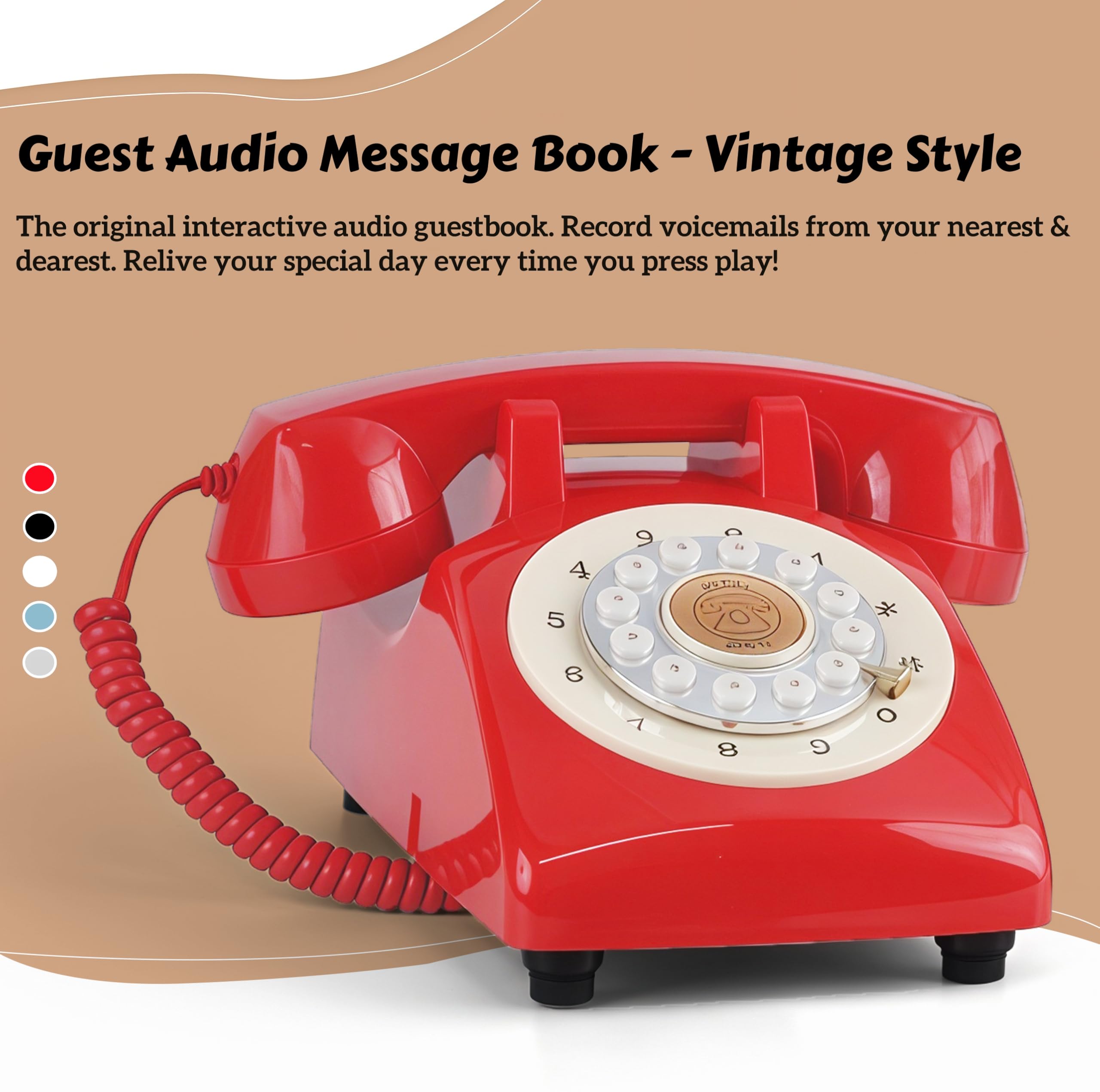 Amazon.com: RetroVox Audio Guest Book Wedding Phone, Record
